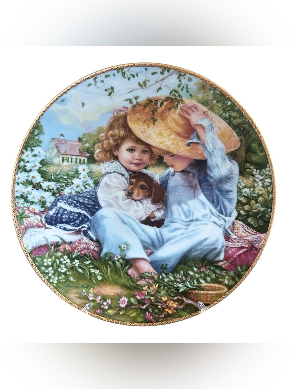 Sandra Kuck A Time to Love 1989 Collector Plate Children Puppy 8.5”